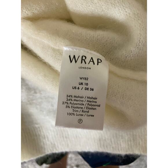Wrap London two tone Grey and White Mohair Merino Blend sweater US 6 - Picture 5 of 9